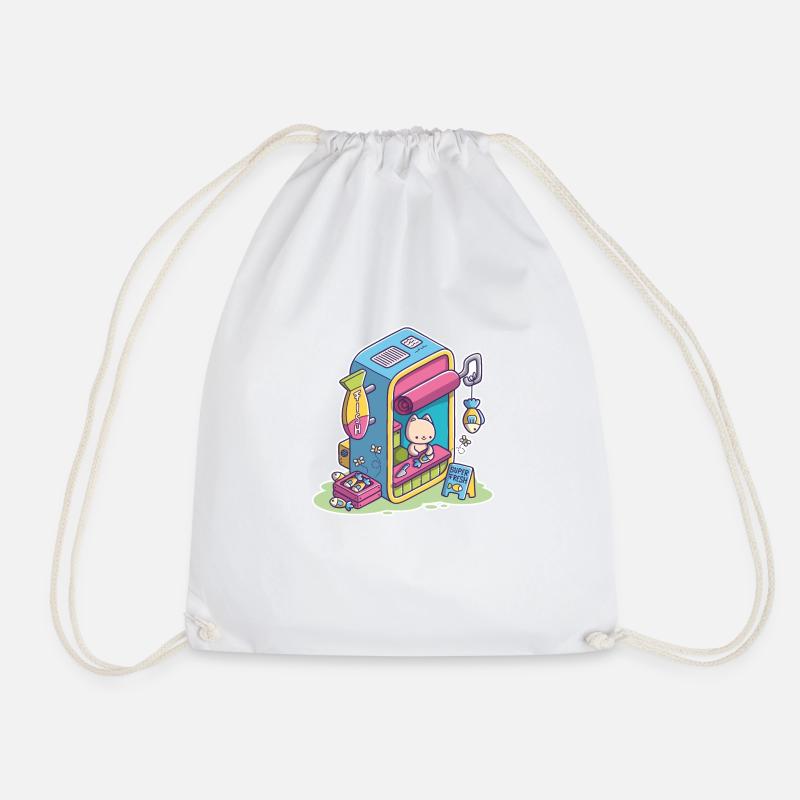 Cat in the fish shop - Drawstring Bag - white