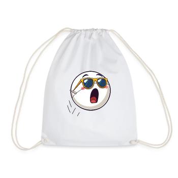 Anthropomorphized tennis Ball with Sunglasses - Drawstring Bag - white - Front