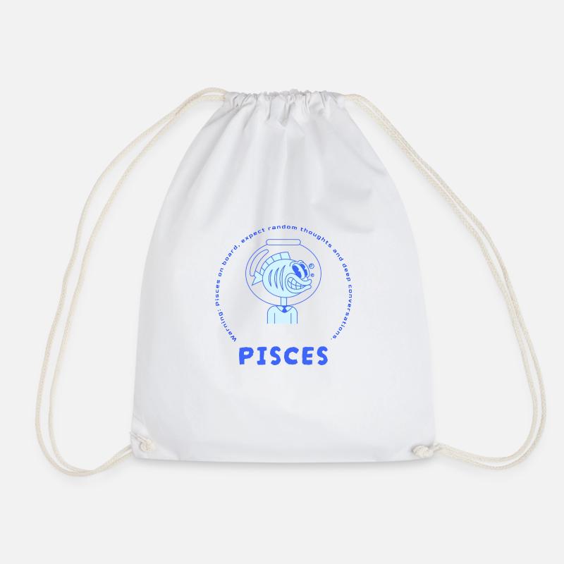 Pisces - Drawstring Bag - white