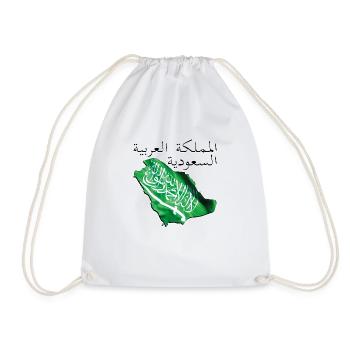 Saudi Arabia Flag in Saudi Arabia Map SA - Drawstring Bag - white - Front