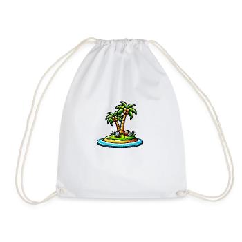 palm island - Drawstring Bag - white - Front