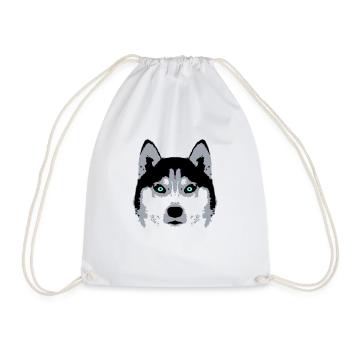 Hund Weißer Husky Gesicht Kopf Blaue Augen Cool - Turnbeutel - Weiß - Vorne