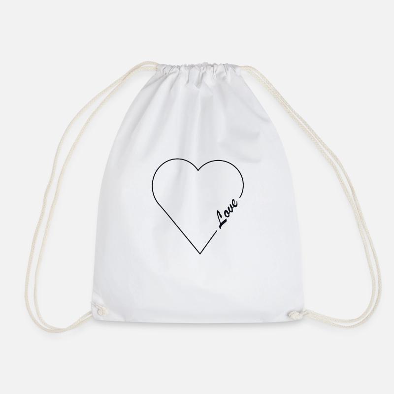 Heart 1 - Drawstring Bag - white