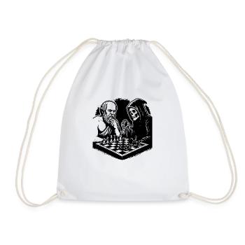 Socrates playing chess with death - Drawstring Bag - white - Front
