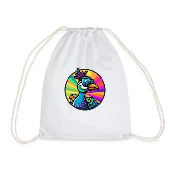 Peacock Bird Comic Cool - Drawstring Bag - white - Front