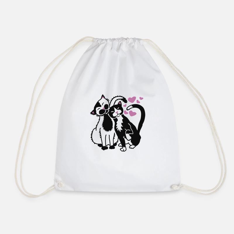 Love Cats - Drawstring Bag - white