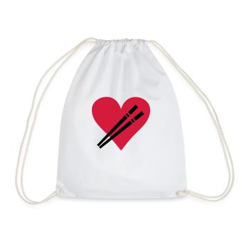 Love Stäbchen - Sushi - Turnbeutel - Weiß - Vorne