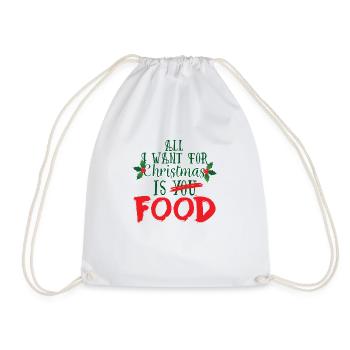 Noël: Tout ce que je veux pour Noël est l'alimentation - Sac de sport léger - blanc - Devant