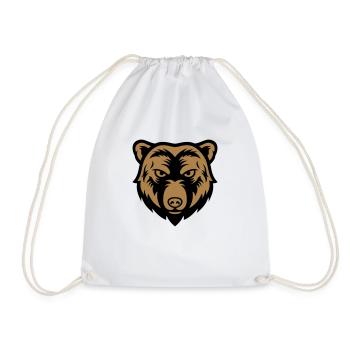 bear face 2 - Drawstring Bag - white - Front