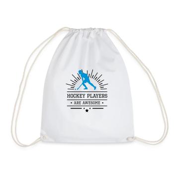Hockey players are awesome, blue - Drawstring Bag - white - Front