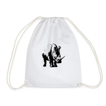 White Rhinoceros (shadow only) - Drawstring Bag - white - Front