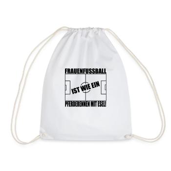 female soccer - Drawstring Bag - white - Front