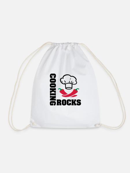 Kochen rockt * Chili Koch Chefkoch Kochmütze essen - Turnbeutel - Weiß