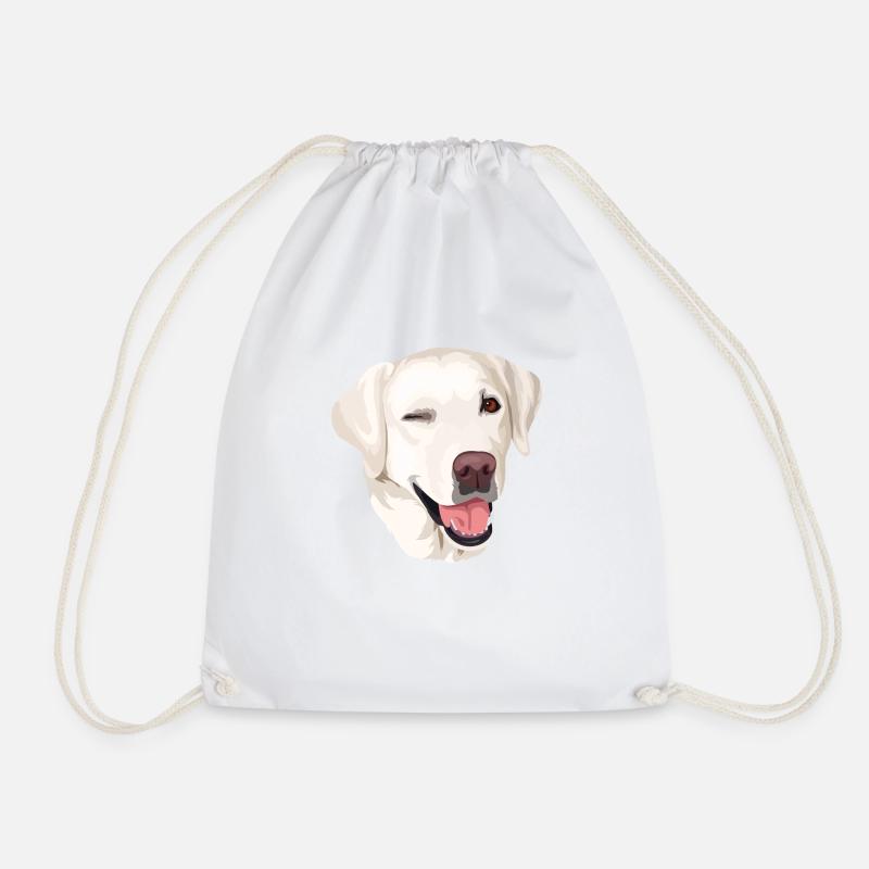 Labrador beige head - Drawstring Bag - white