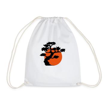 sun evening moon night tree decoration cool gaertn - Drawstring Bag - white - Front