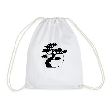 circle sun evening moon night tree decoration cool - Drawstring Bag - white - Front