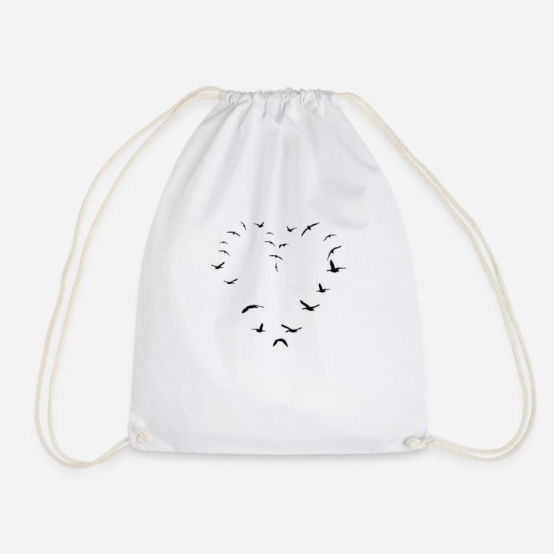 birdheart - Drawstring Bag - white