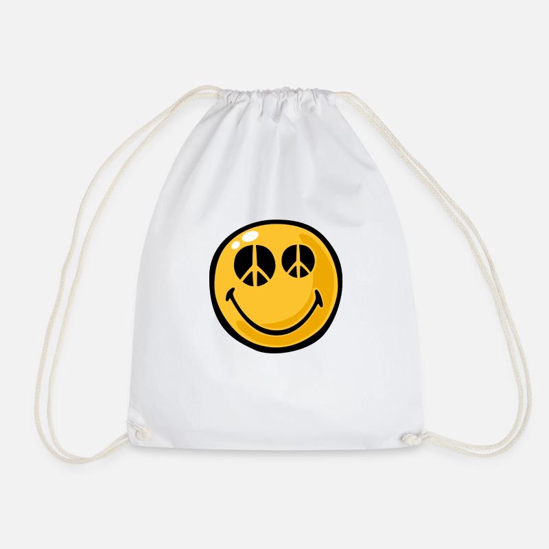 Smiley peace eyes - Drawstring Bag - white