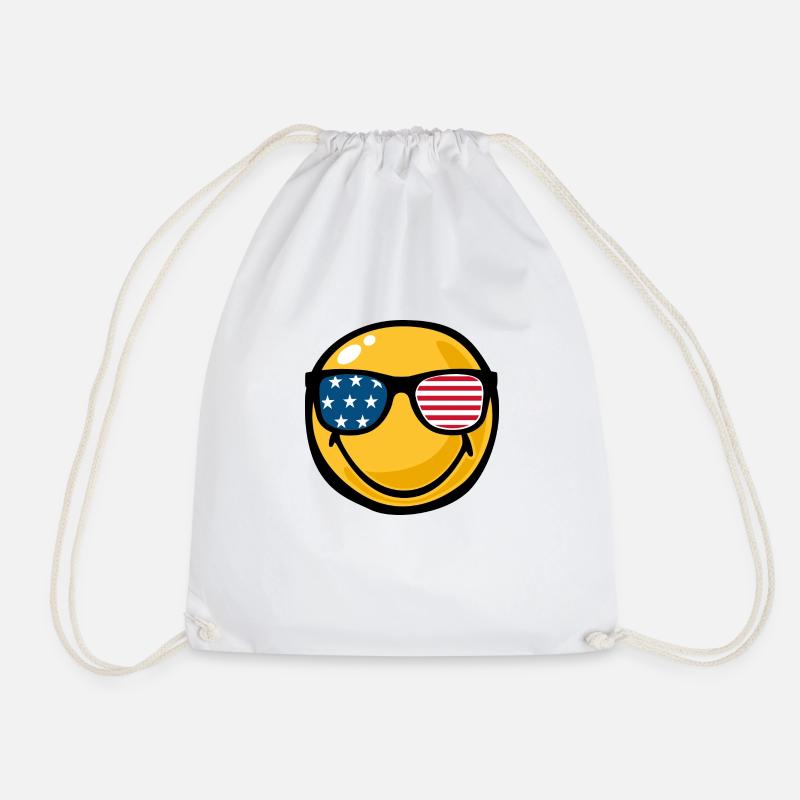 Smiley usa flag glasses - Drawstring Bag - white
