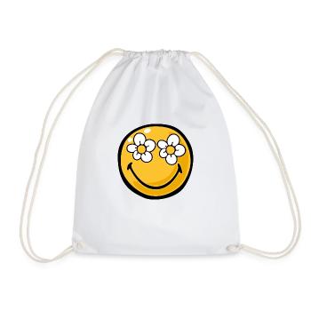 Smiley flower eyes - Drawstring Bag - white - Front