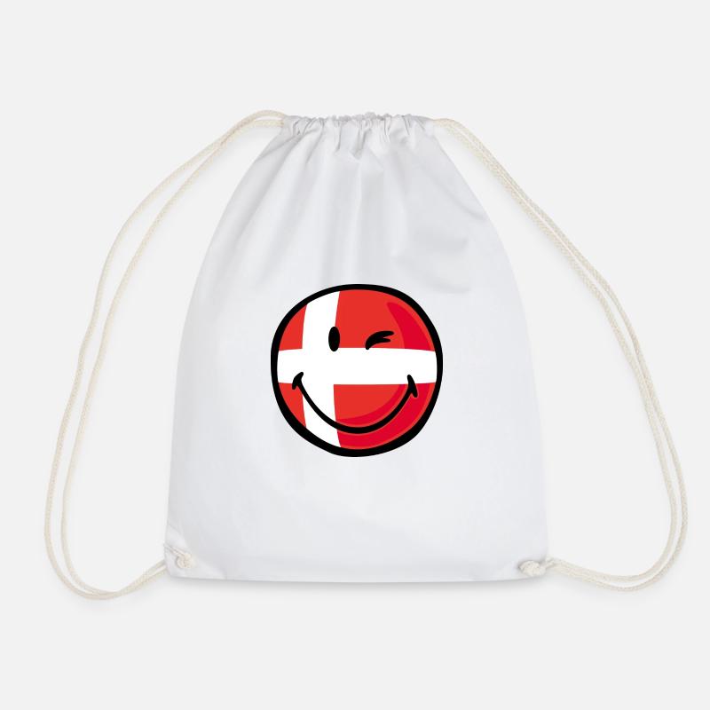 Smiley Flag Denmark - Drawstring Bag - white
