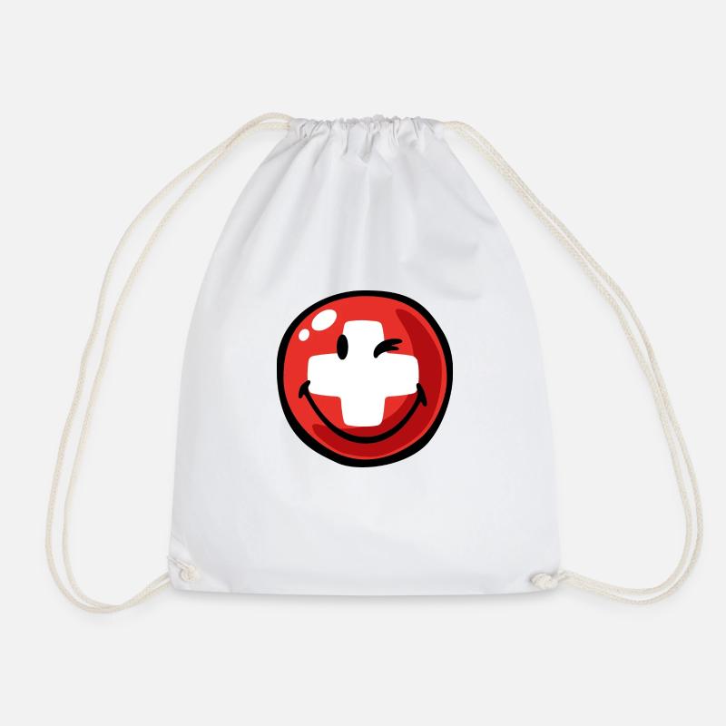 Smiley Switzerland - Drawstring Bag - white