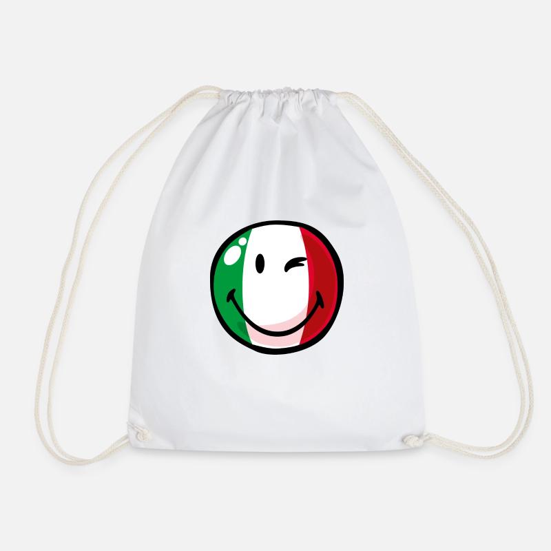 Smiley Italy - Drawstring Bag - white