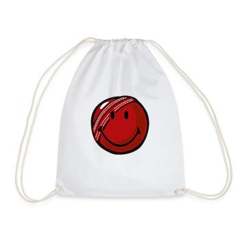 Smiley Cricket Ball - Drawstring Bag - white - Front