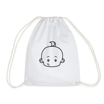 heureux tête visage petit mignon mignon couche enf - Sac de sport léger - blanc - Devant
