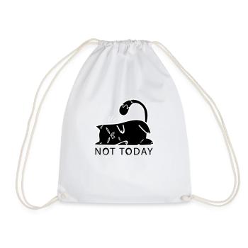 Cat Not Today No Cat Mom Lazy NO Middle Finger - Drawstring Bag - white - Front