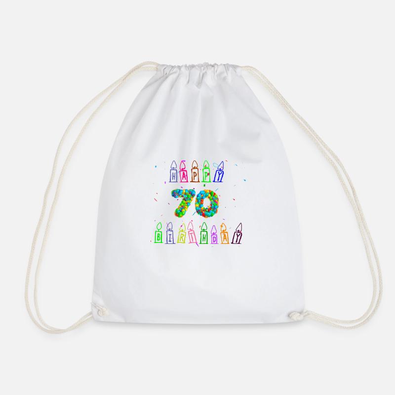 Geschenkidee 70. Geburtstag, Geburtstagsgeschenk - Turnbeutel - Weiß