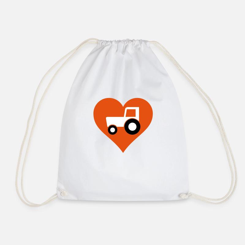tractor love - Drawstring Bag - white