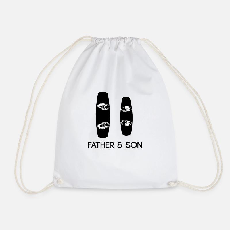 Father and son wakeboard - Drawstring Bag - white