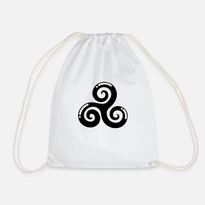 celtic triskele black and white gift - Drawstring Bag - white