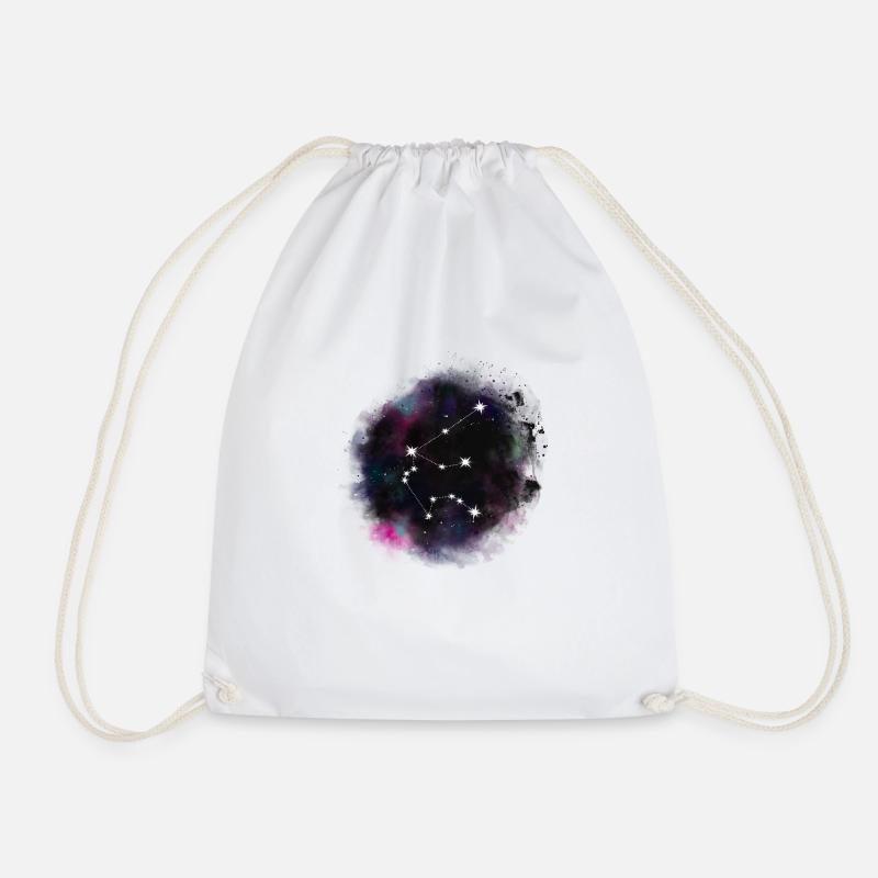 Aquarius/ Aquarius Zodiac in the Universe - Drawstring Bag - white