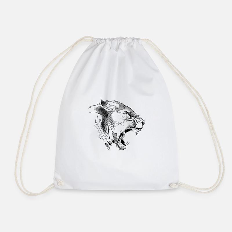 tiger - Drawstring Bag - white
