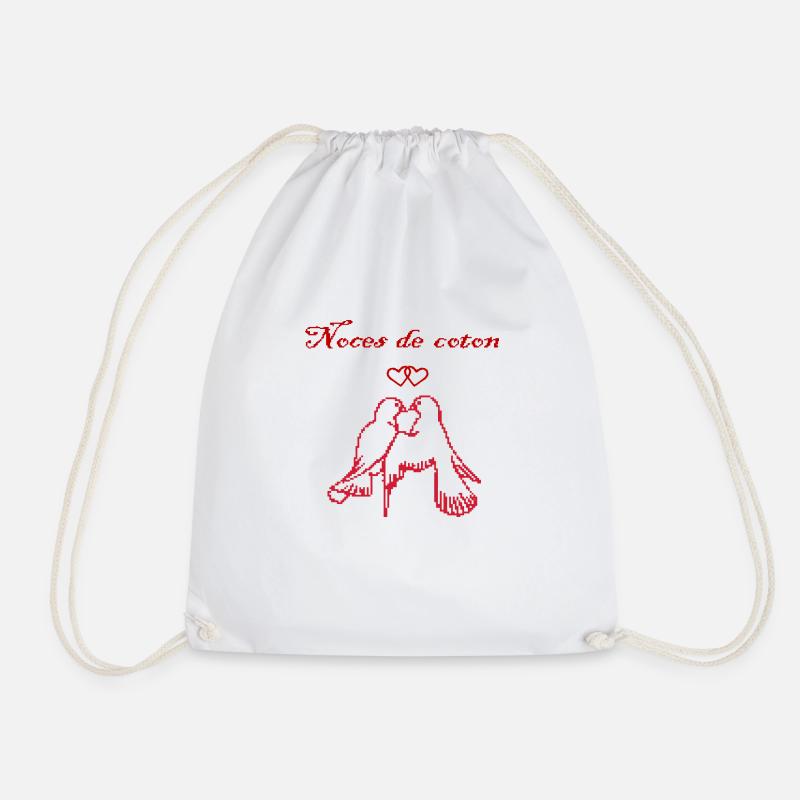 Cotton Wedding 2 - Drawstring Bag - white