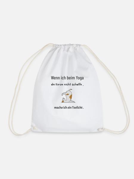 Hund beim Yoga - Turnbeutel - Weiß