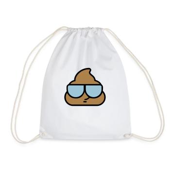 Emoji poop coole Gläser - Turnbeutel - Weiß - Vorne