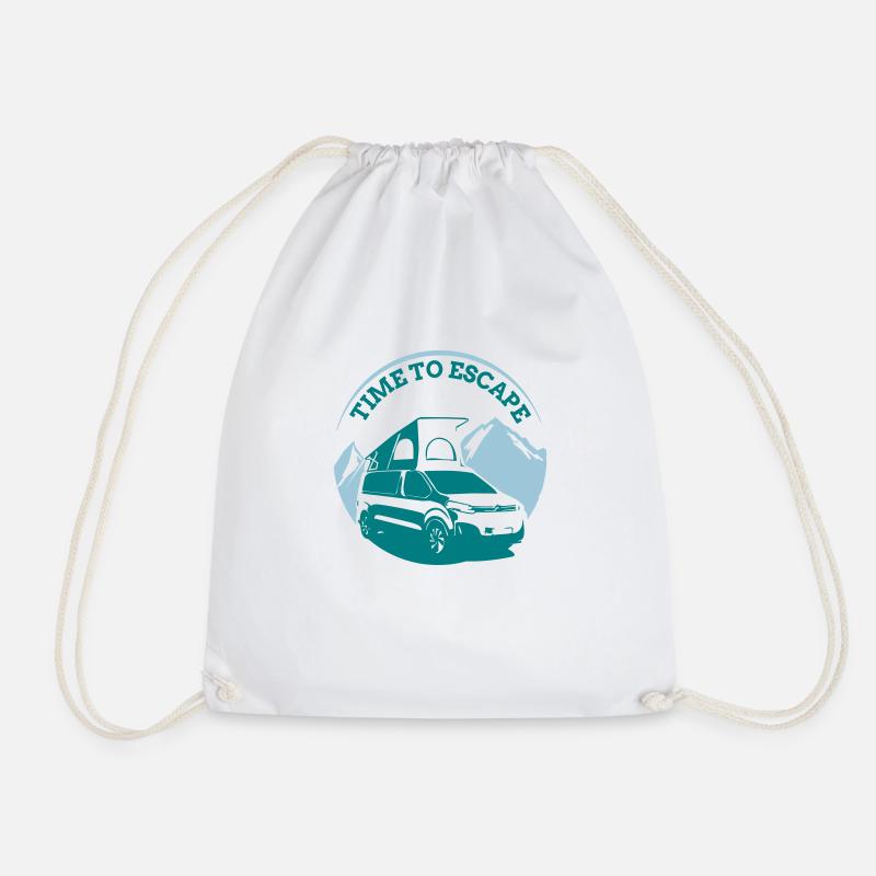 Time to Escape - Drawstring Bag - white