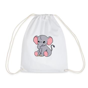 elephant - Drawstring Bag - white - Front