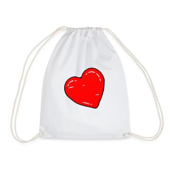 red heart - Drawstring Bag - white - Front