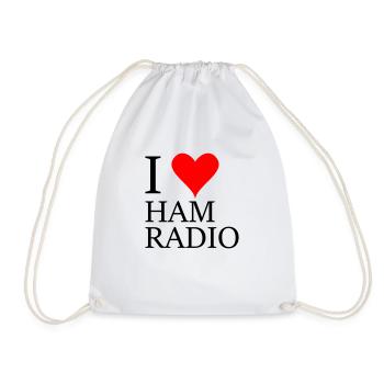 i love ham radio - Drawstring Bag - white - Front
