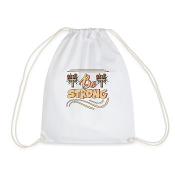 Retro Be Strong Cute Boho Positive Religious Chris - Drawstring Bag - white - Front