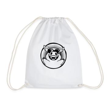 Round Cool Sunglasses Pig - Drawstring Bag - white - Front