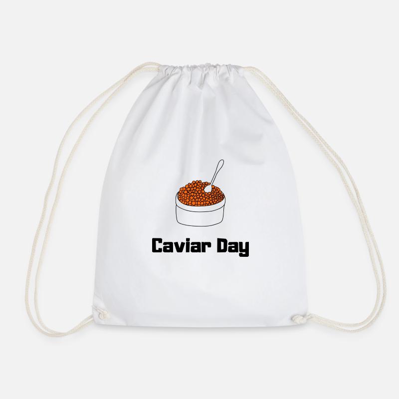 Caviar day | black text - Drawstring Bag - white