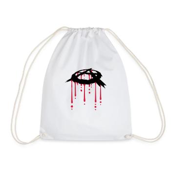 blood drop anarchy symbol - Drawstring Bag - white - Front