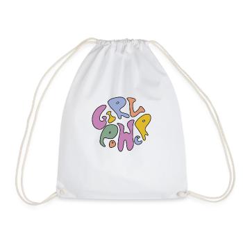 Girl Power Colorful Hippie Letters - Drawstring Bag - white - Front