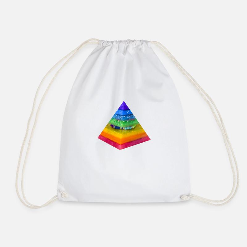 Regenbogen- Dimension Pyramide - Turnbeutel - Weiß