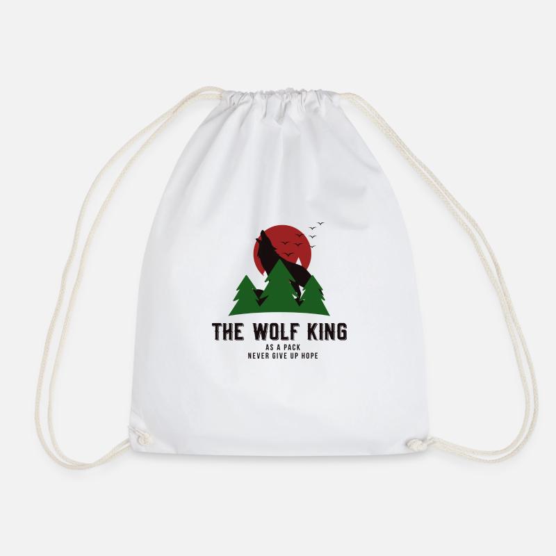 The wolf king mountain - Drawstring Bag - white